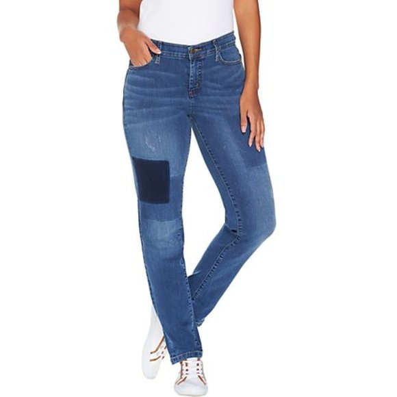 12 Isaac Mizrahi TRUE DENIM Removed Patch Jeans - Picture 1 of 14